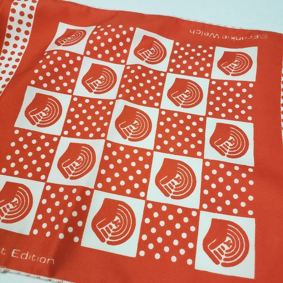 United Way VINTAGE Frankie Welch Scarf First Edition MOD Orange Polkado 32" - Picture 6 of 9